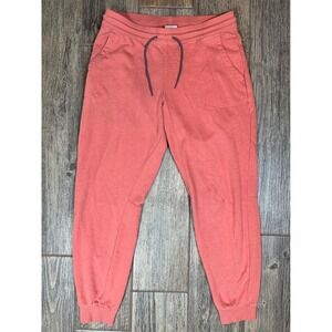 Columbia Womens Jogger Sweatpants L Coral Pink Drawstring Pockets Athletic